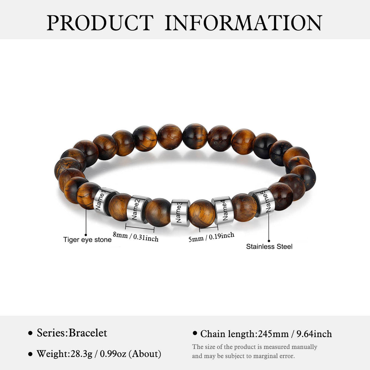 Custom Name Tiger eye stone bracelet