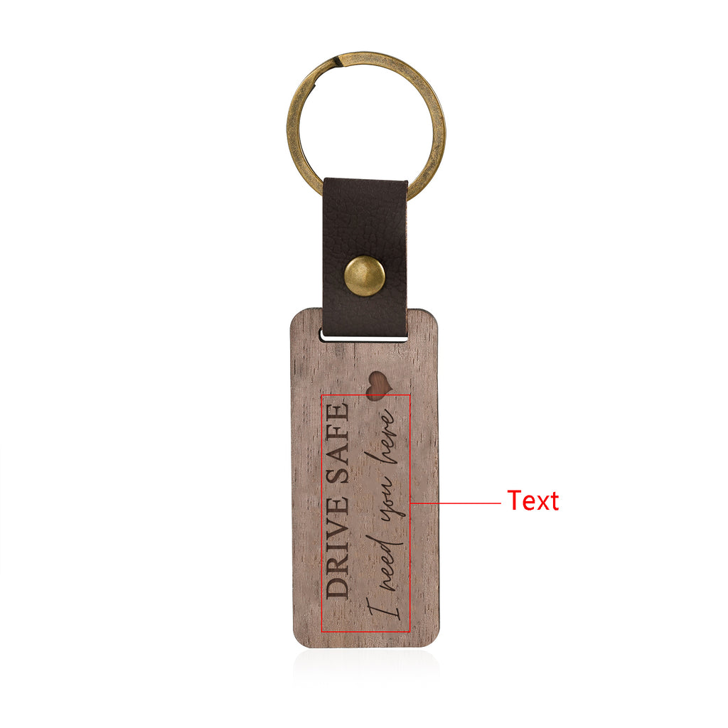 Custom Text Walnut Keychain
