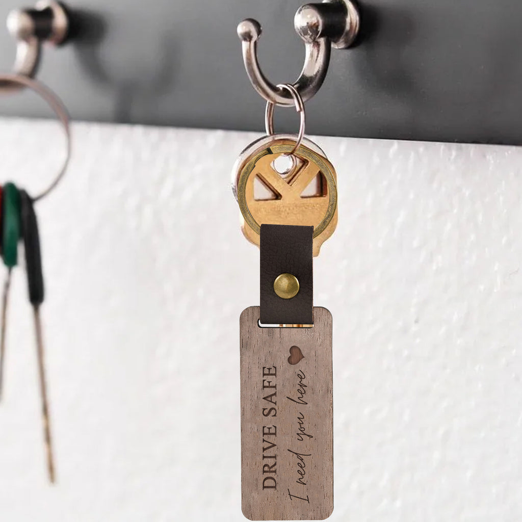 Custom Text Walnut Keychain