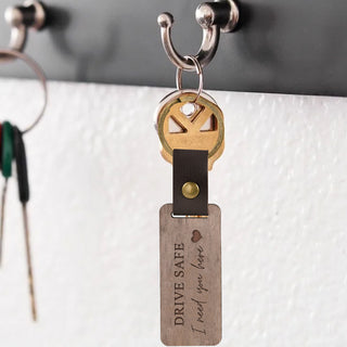 Custom Text Walnut Keychain