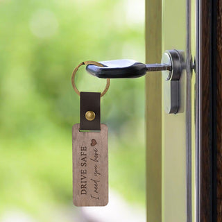 Custom Text Walnut Keychain