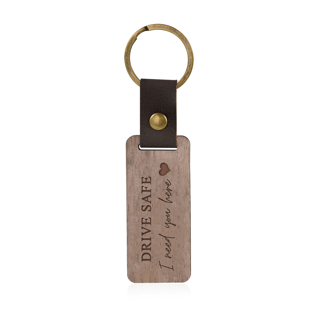Custom Text Walnut Keychain