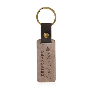 Custom Text Walnut Keychain