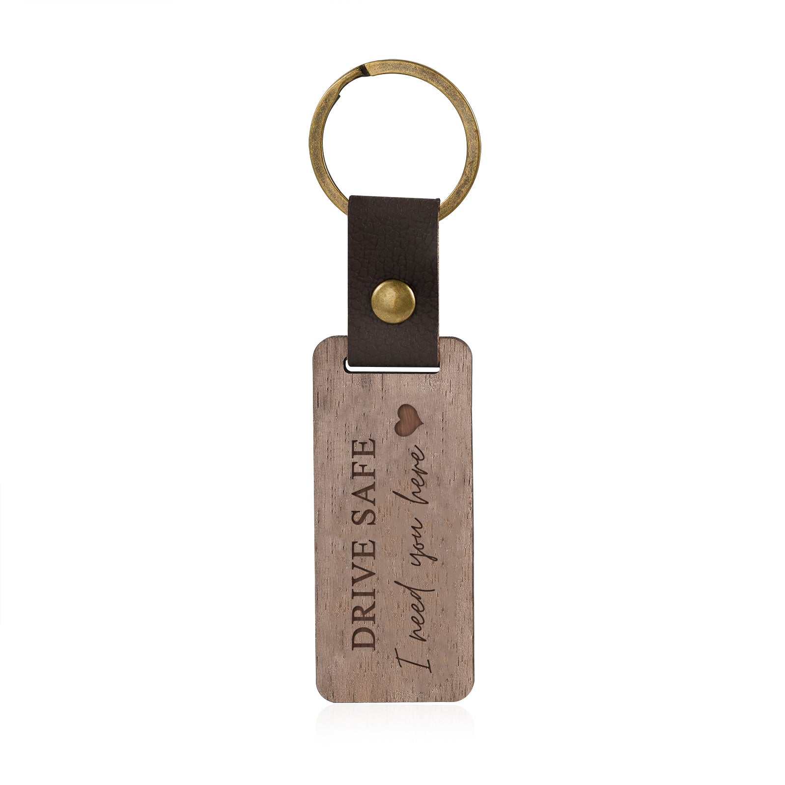 Custom Text Walnut Keychain