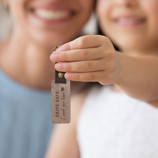 Custom Text Walnut Keychain