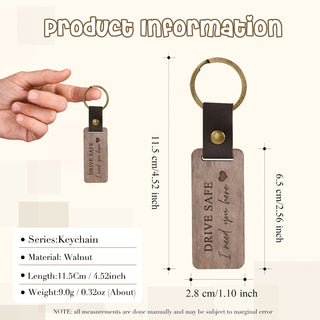 Custom Text Walnut Keychain