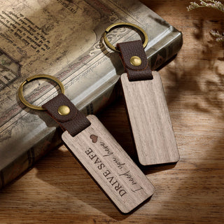Custom Text Walnut Keychain