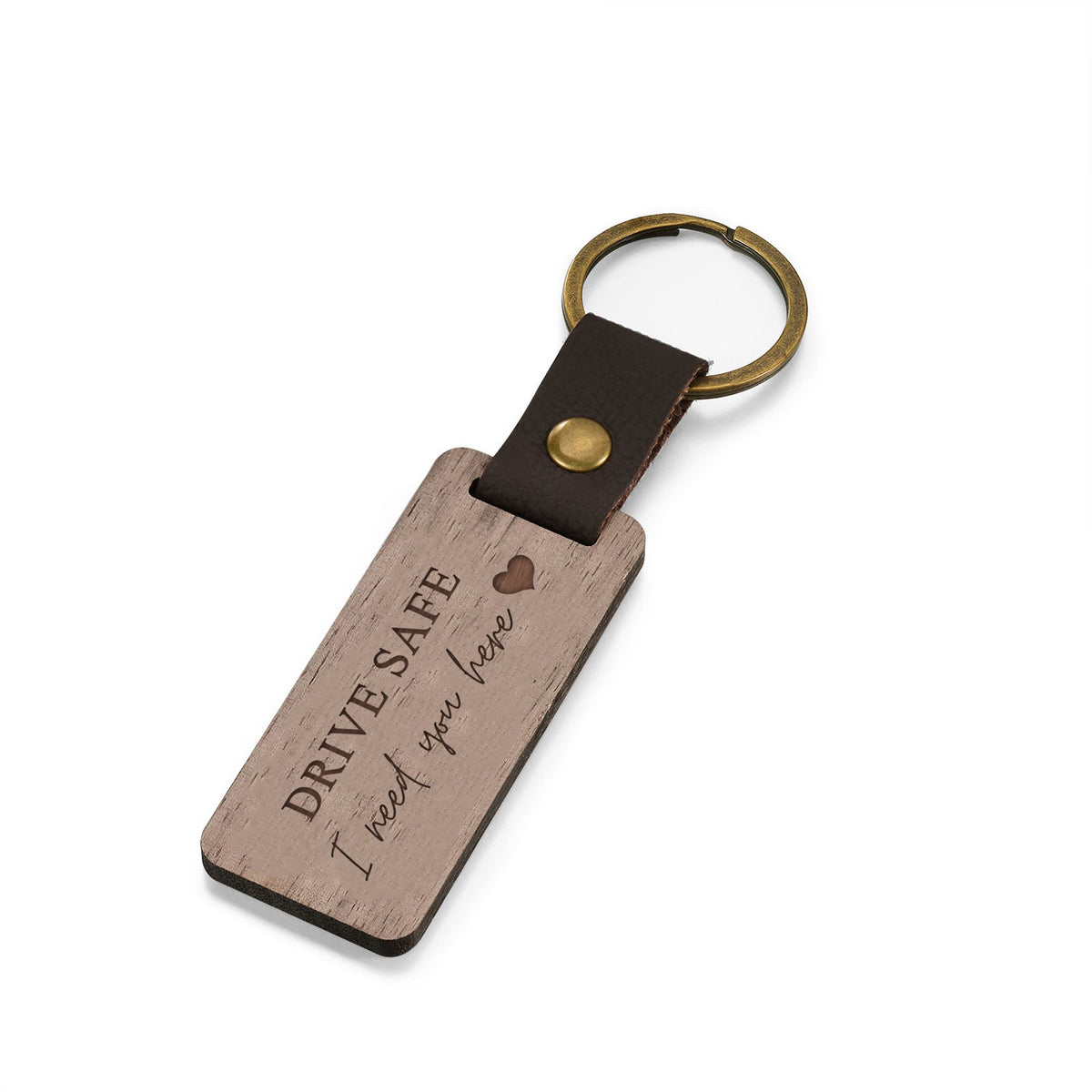 Custom Text Walnut Keychain