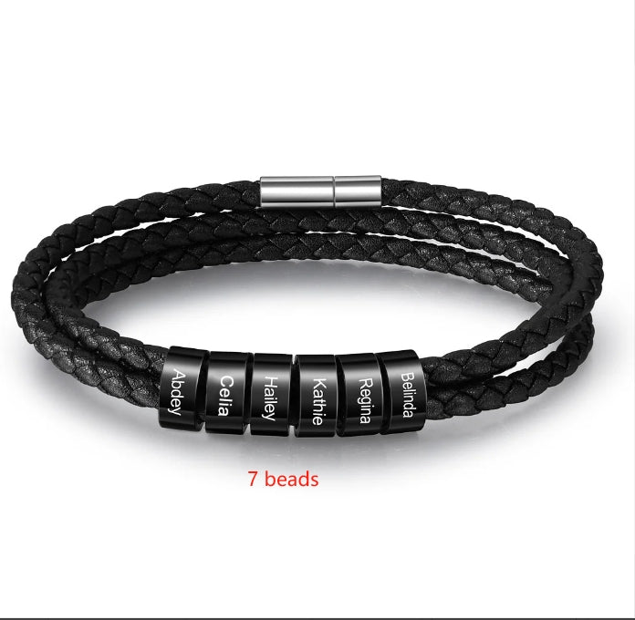 Custom Name Leather Bracelet
