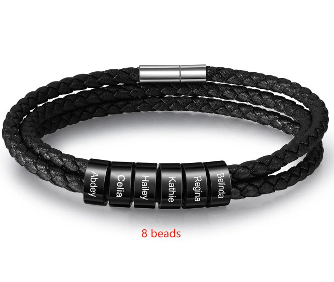 Custom Name Leather Bracelet