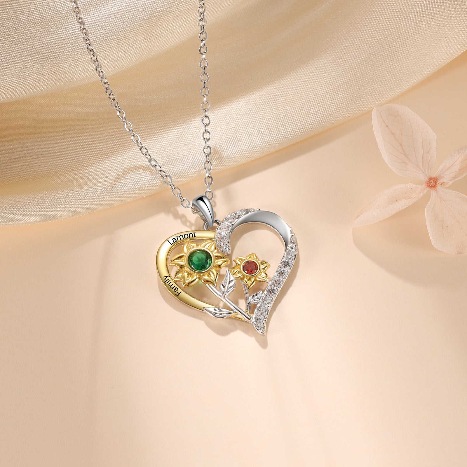 925 Sterling Silver Custom Birthstone necklace