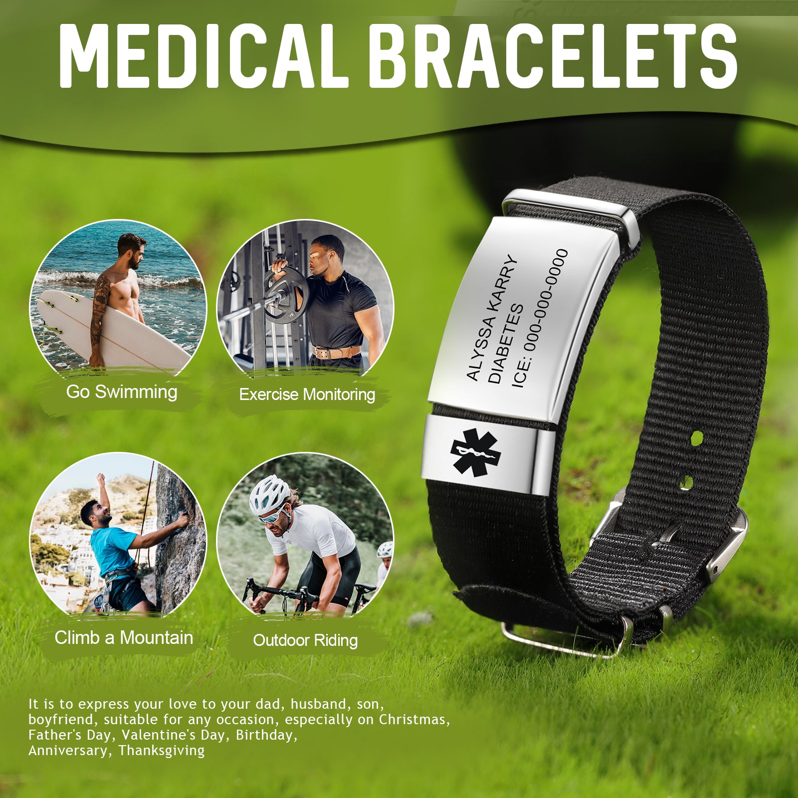 Custom Text Medical Bracelet