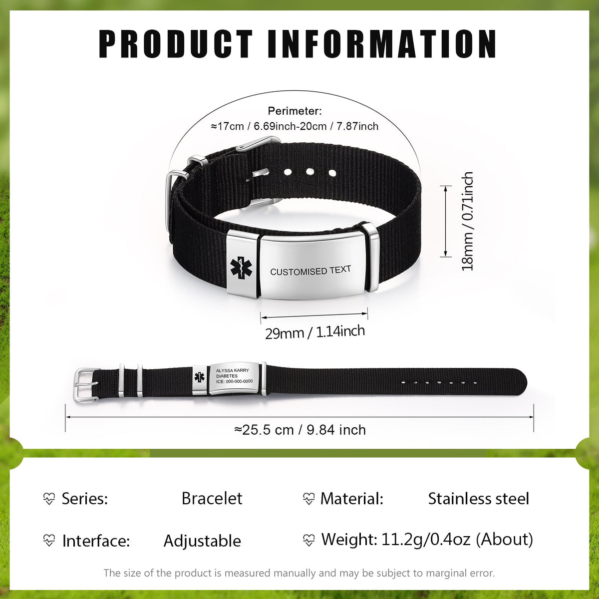 Custom Text Medical Bracelet