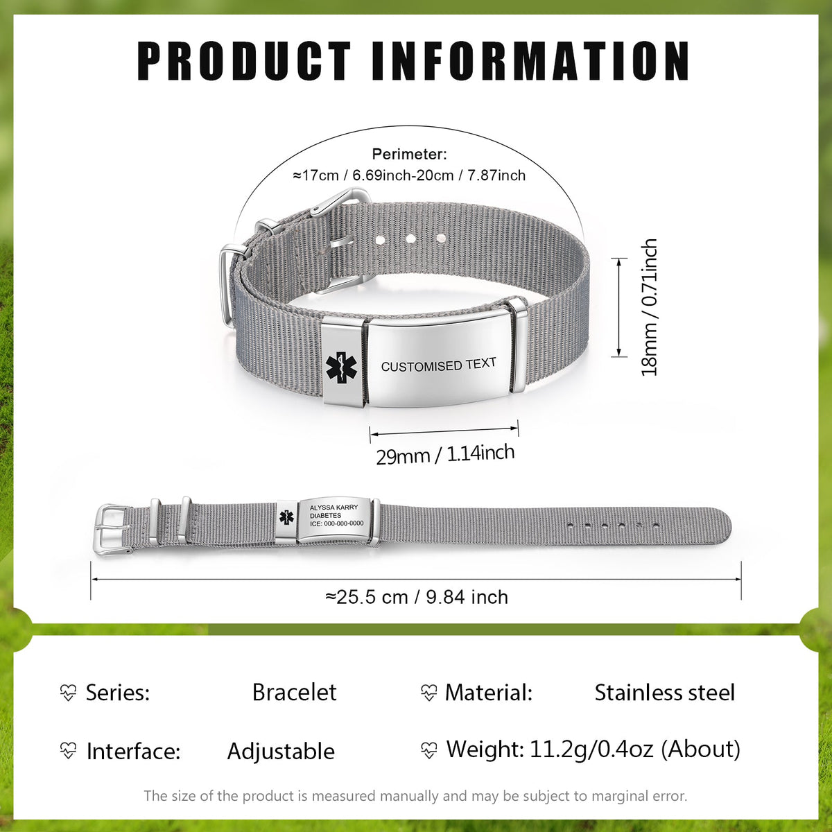 Custom Text Medical Bracelet