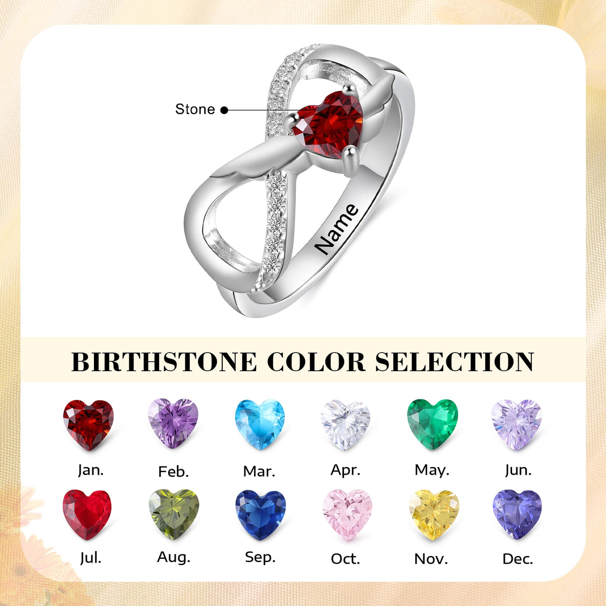 Sterling Silver Custom Birthstone Ring