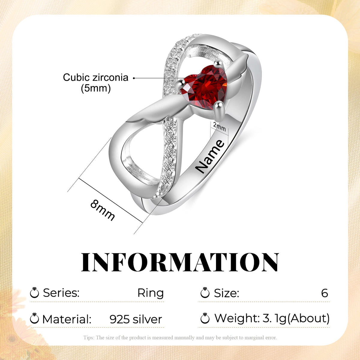 Sterling Silver Custom Birthstone Ring