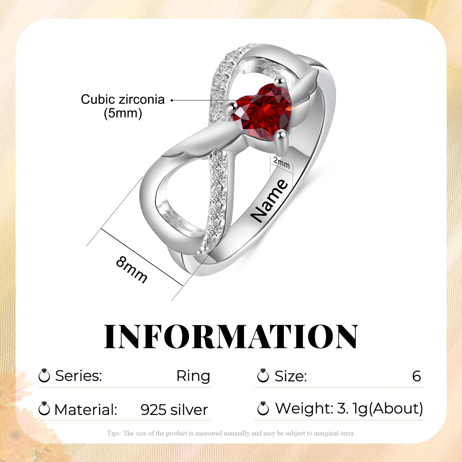 Sterling Silver Custom Birthstone Ring