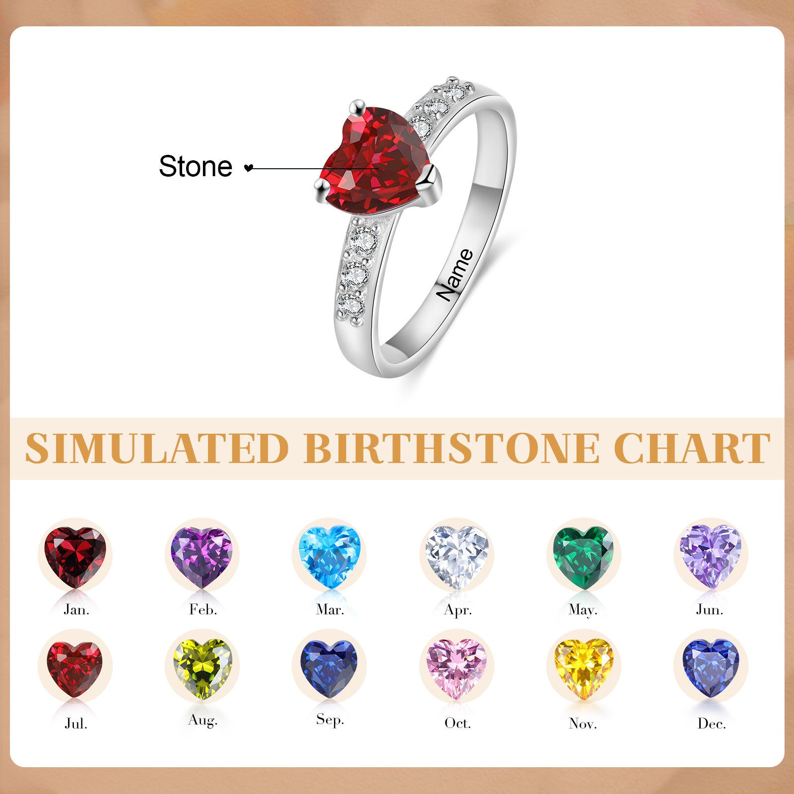 Sterling silver Custom Birthstone Ring