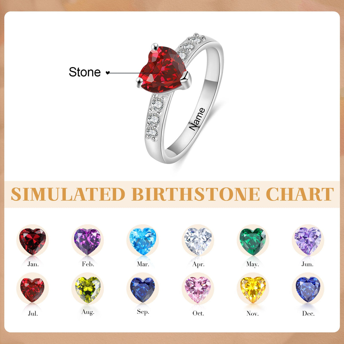 Sterling silver Custom Birthstone Ring
