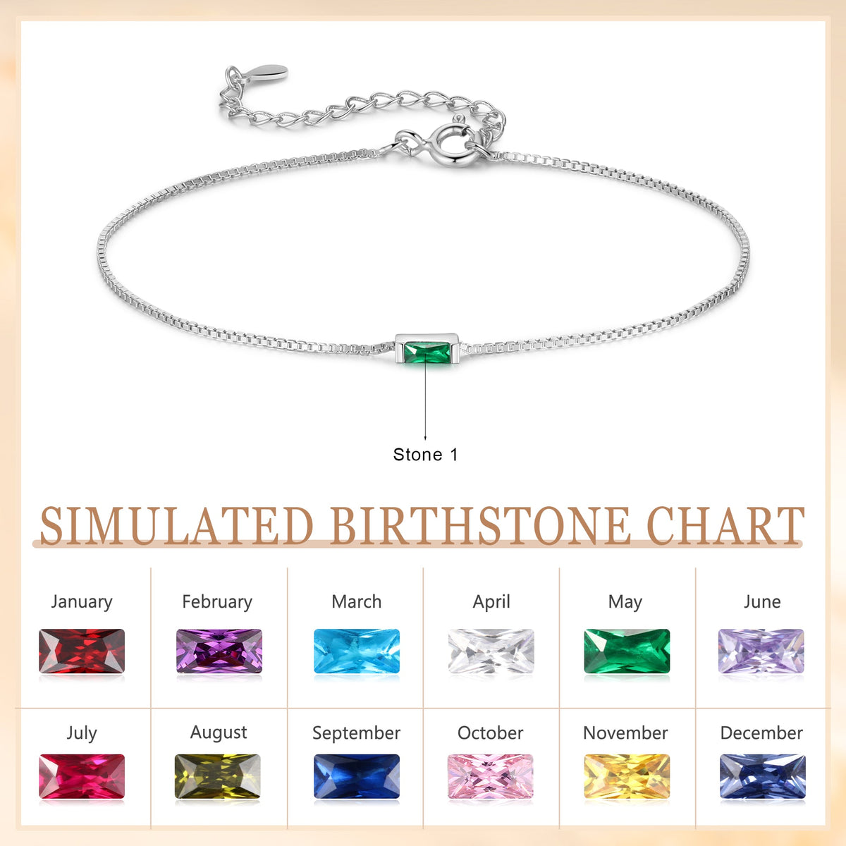 925 Sterling Silver Custom Birthstone Bracelet