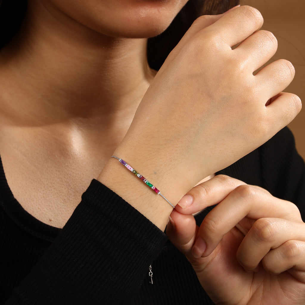 925 Sterling Silver Custom Birthstone Bracelet