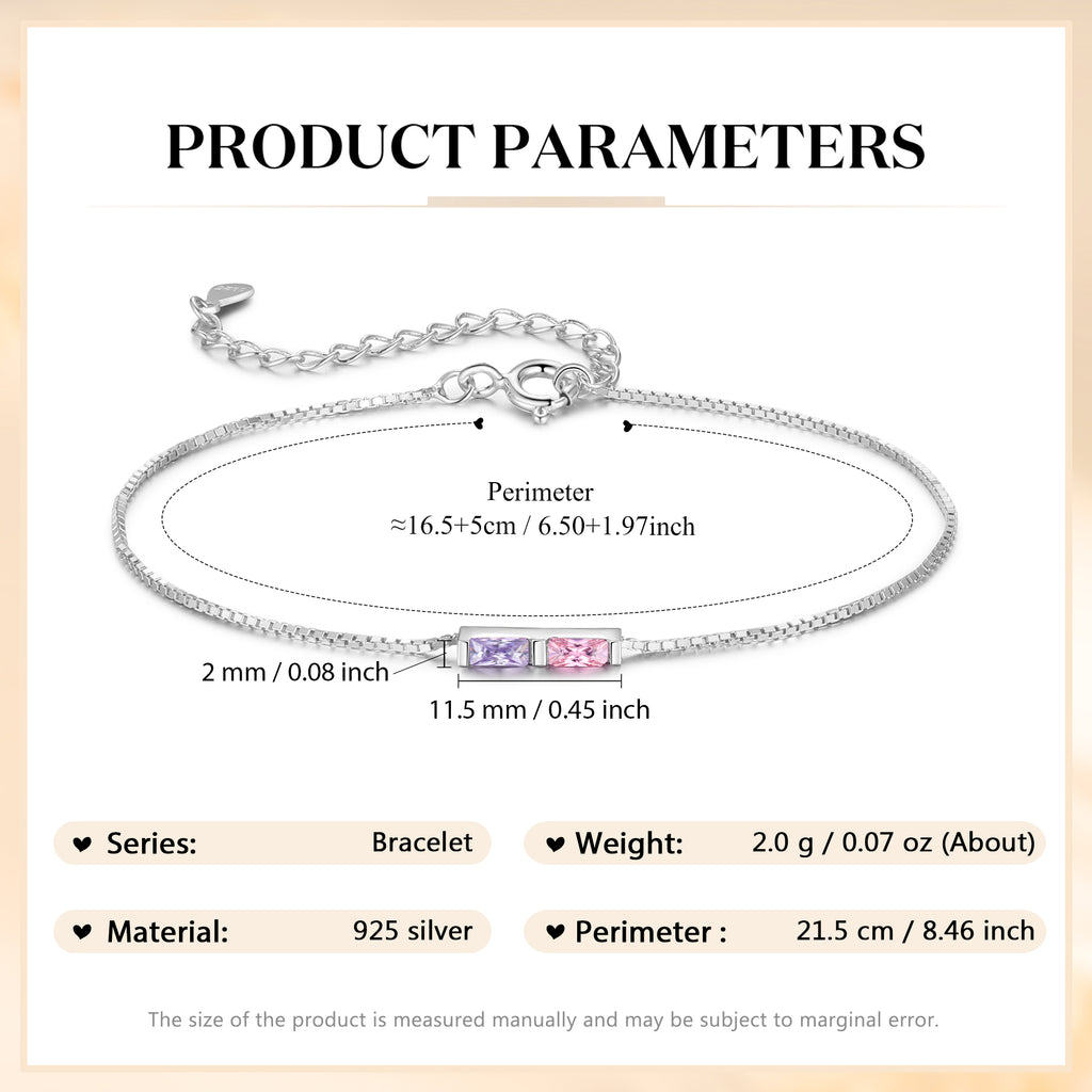 925 Sterling Silver Custom Birthstone Bracelet