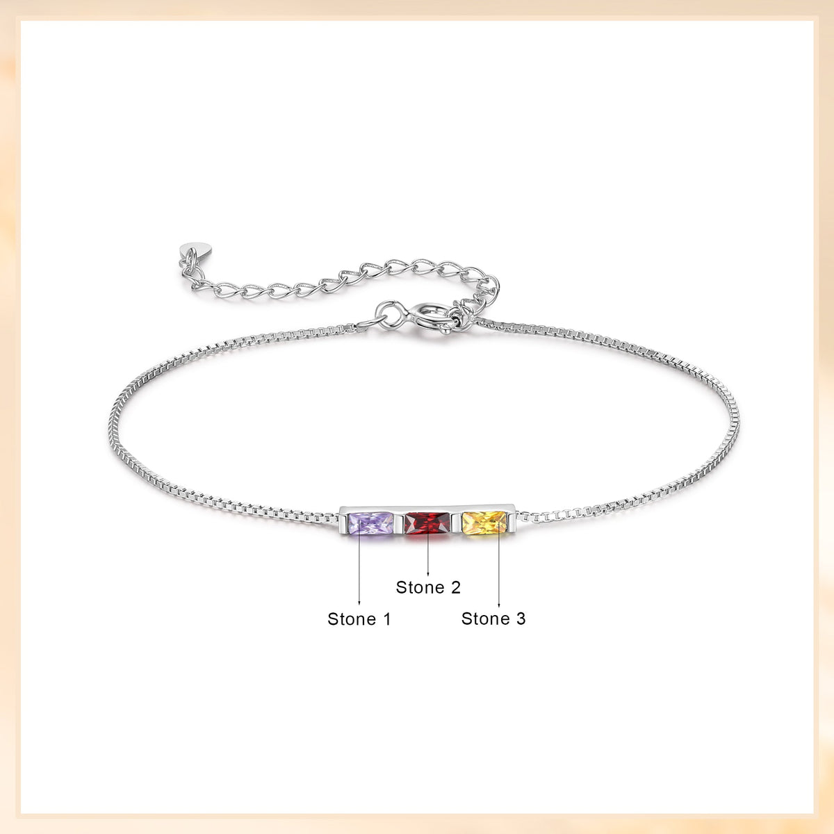 925 Sterling Silver Custom Birthstone Bracelet