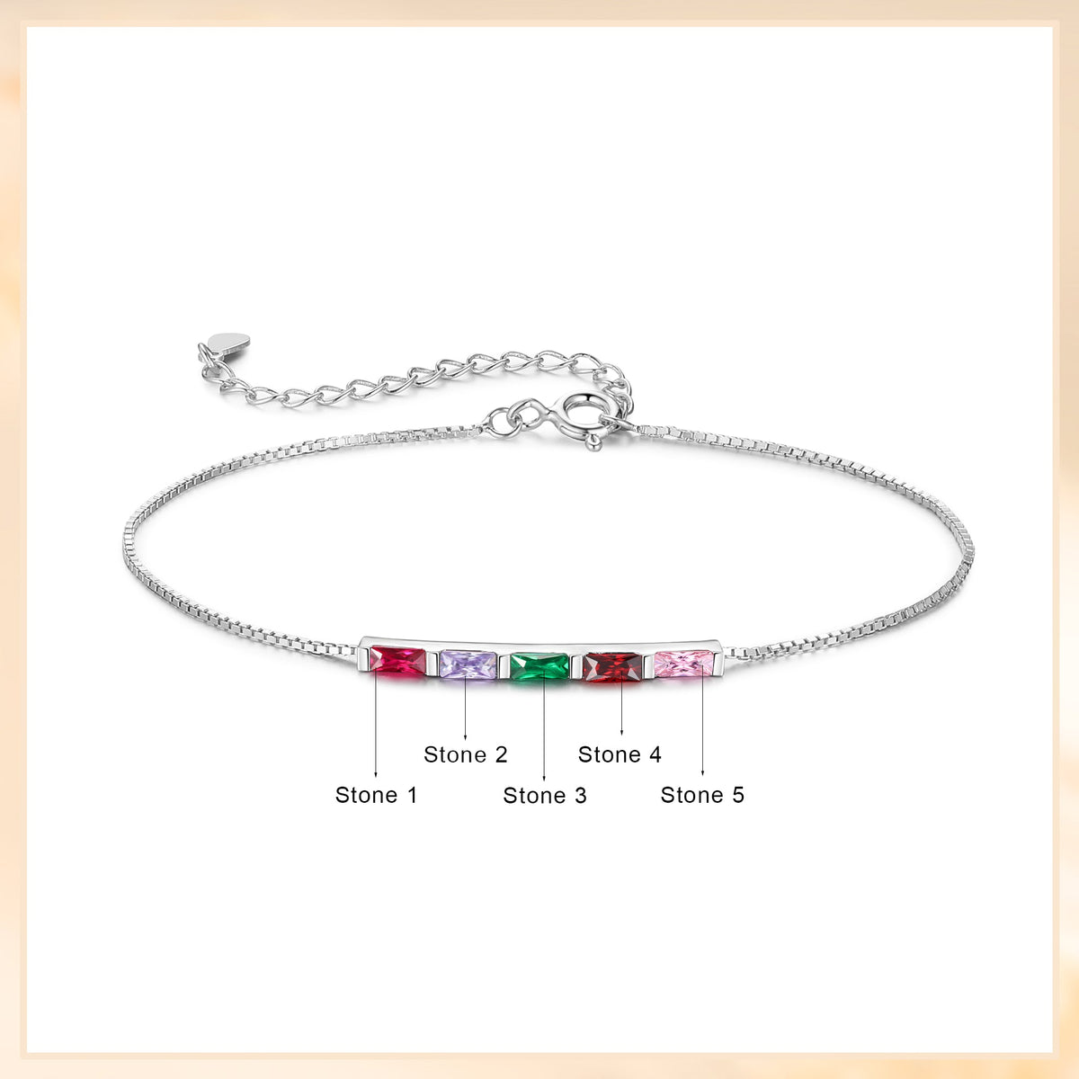 925 Sterling Silver Custom Birthstone Bracelet