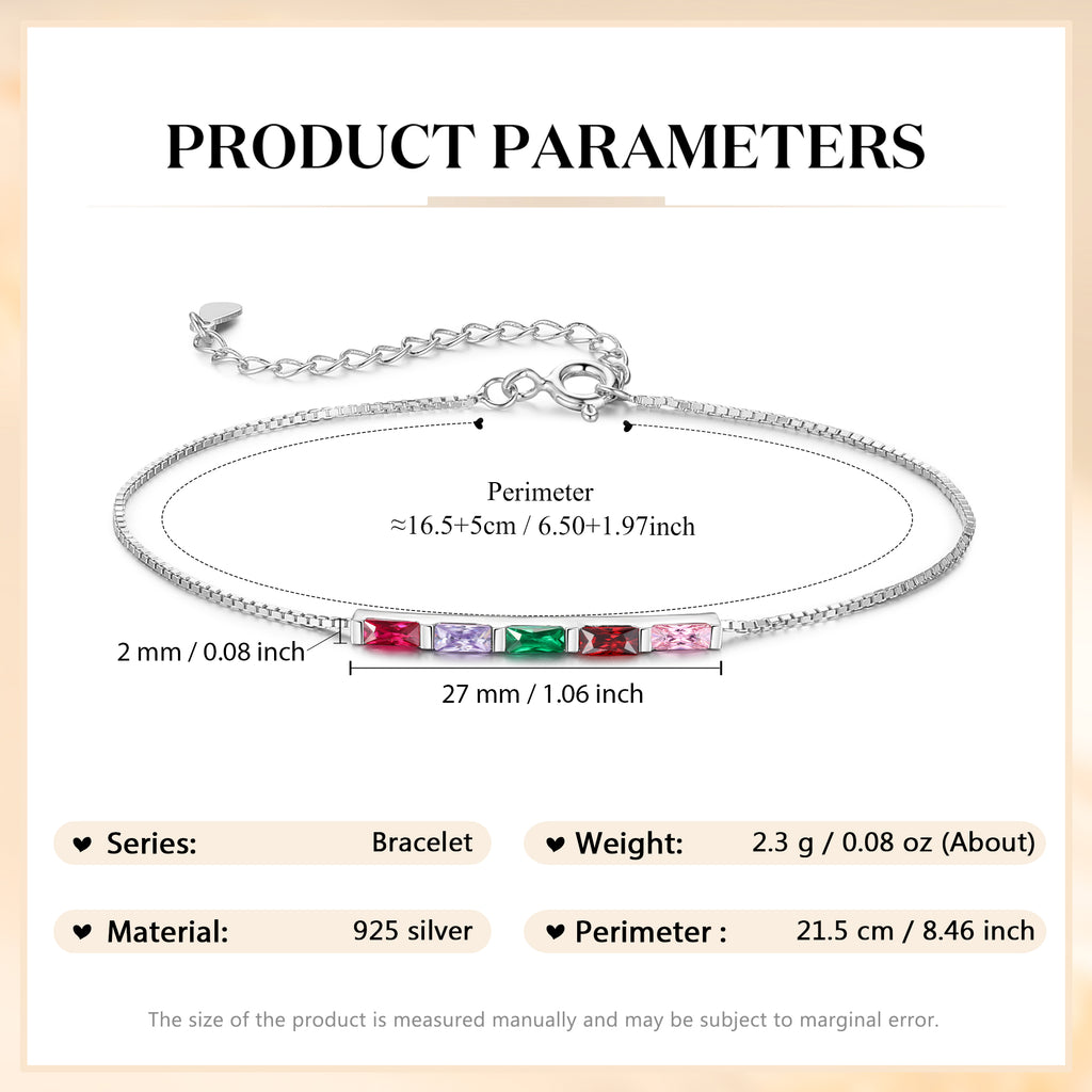925 Sterling Silver Custom Birthstone Bracelet