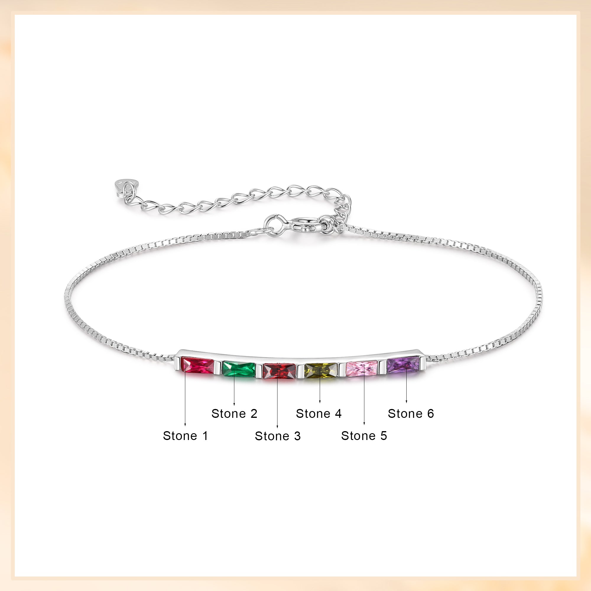 925 Sterling Silver Custom Birthstone Bracelet