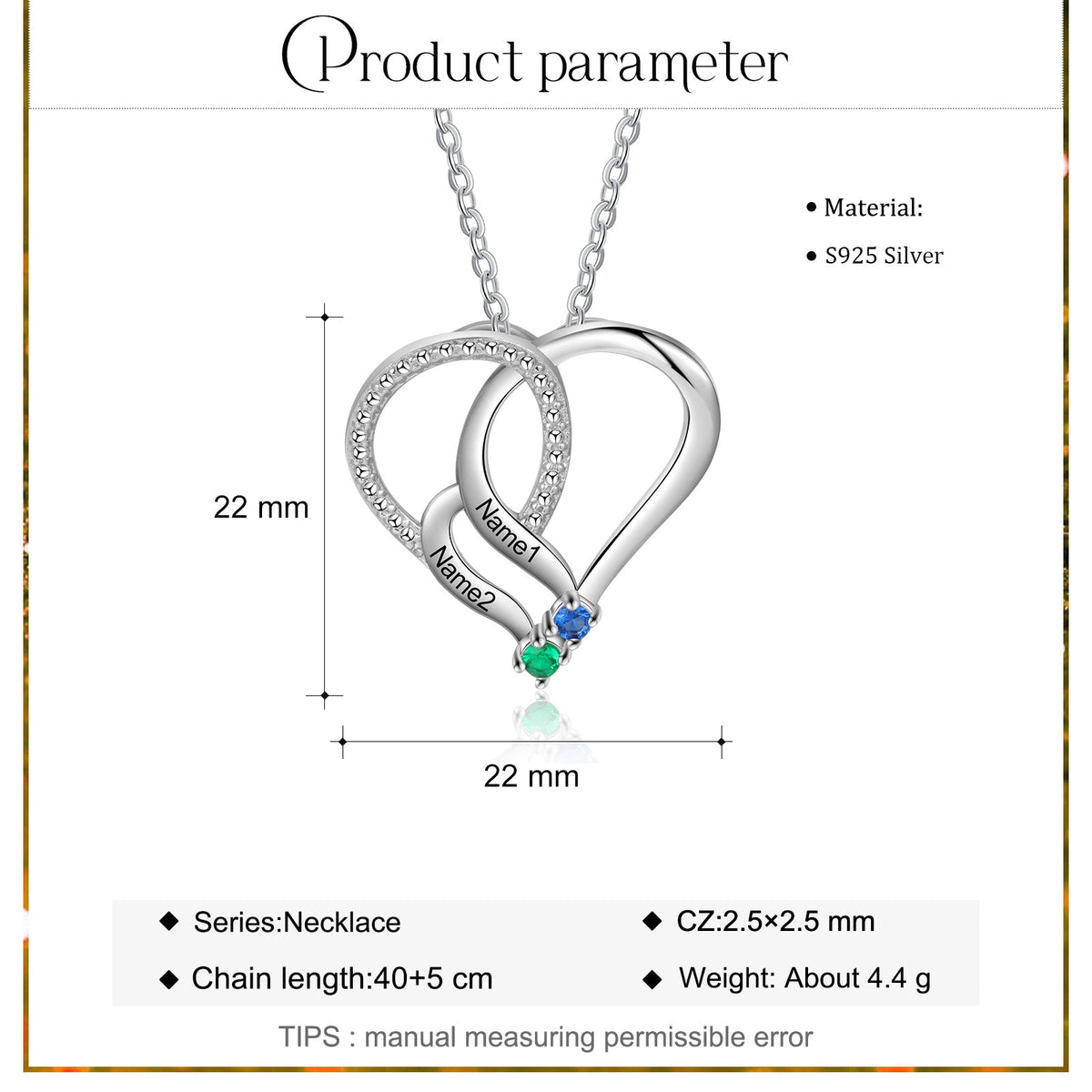 925 Sterling silver Custom Birthstone necklace