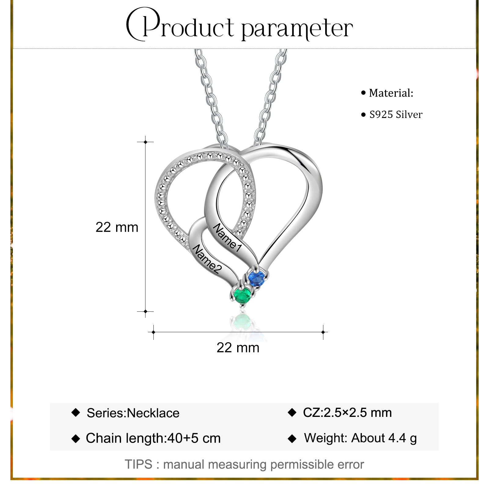 925 Sterling silver Custom Birthstone necklace
