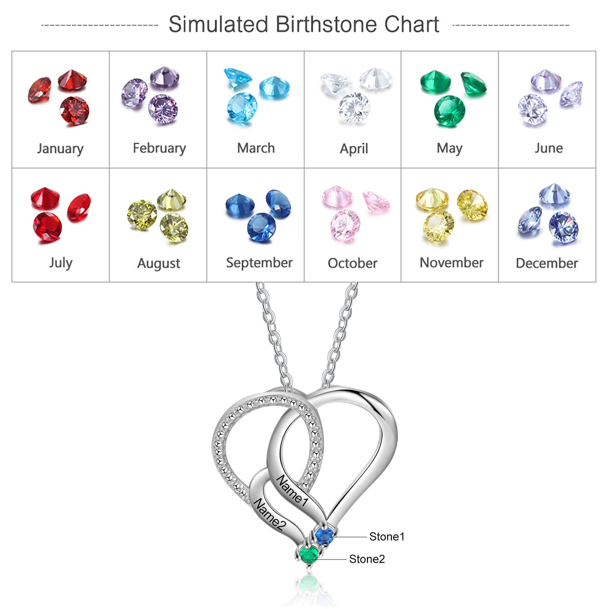 925 Sterling silver Custom Birthstone necklace