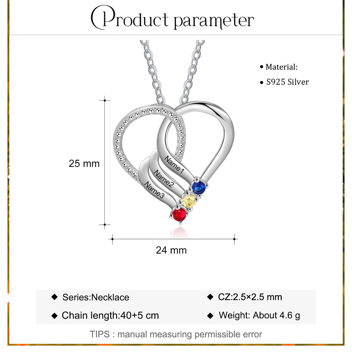 925 Sterling silver Custom Birthstone necklace