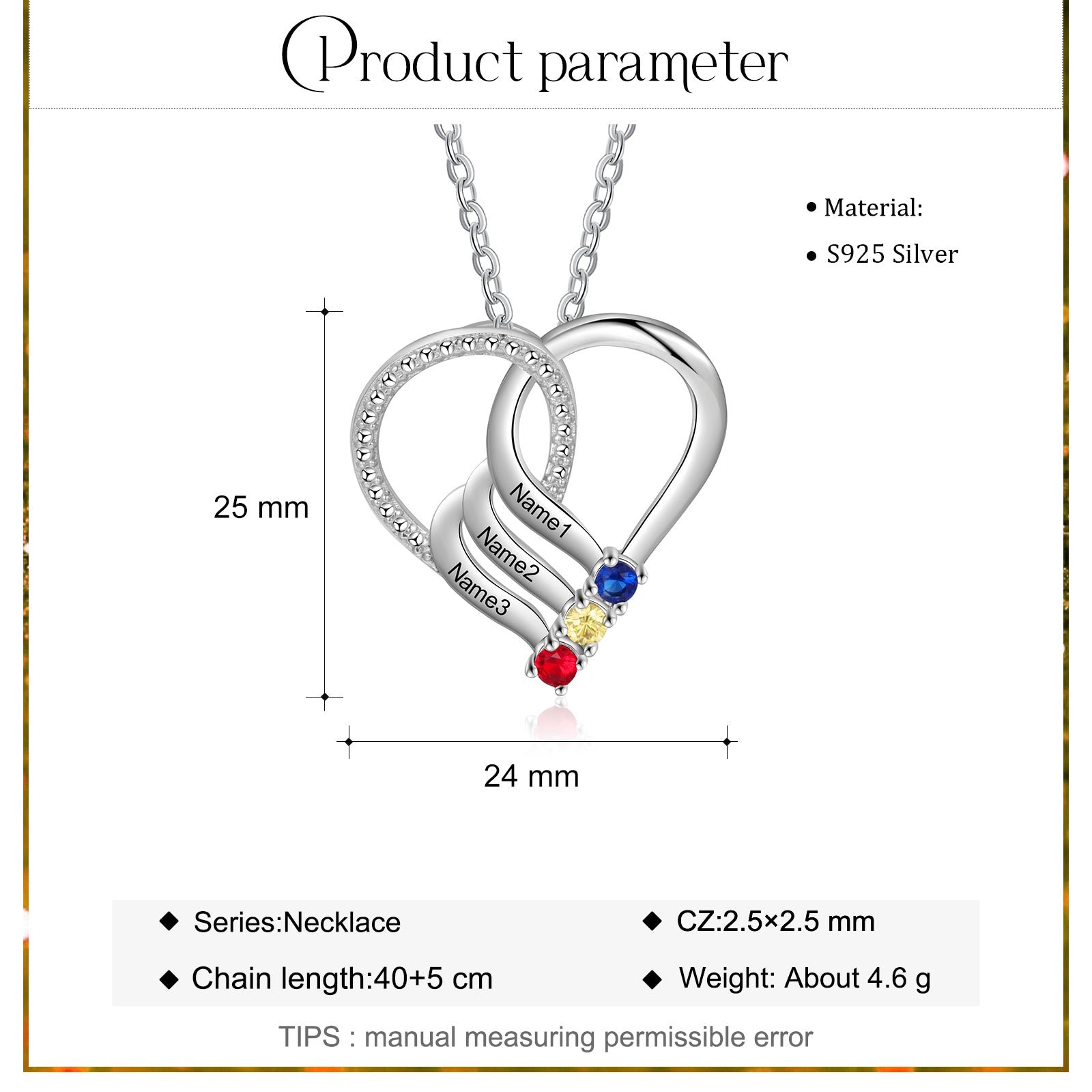 925 Sterling silver Custom Birthstone necklace