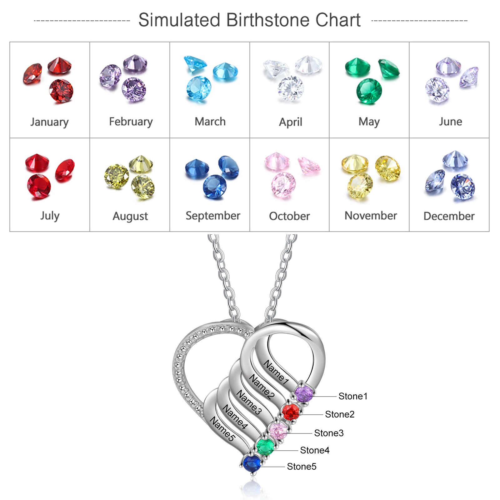 925 Sterling silver Custom Birthstone necklace