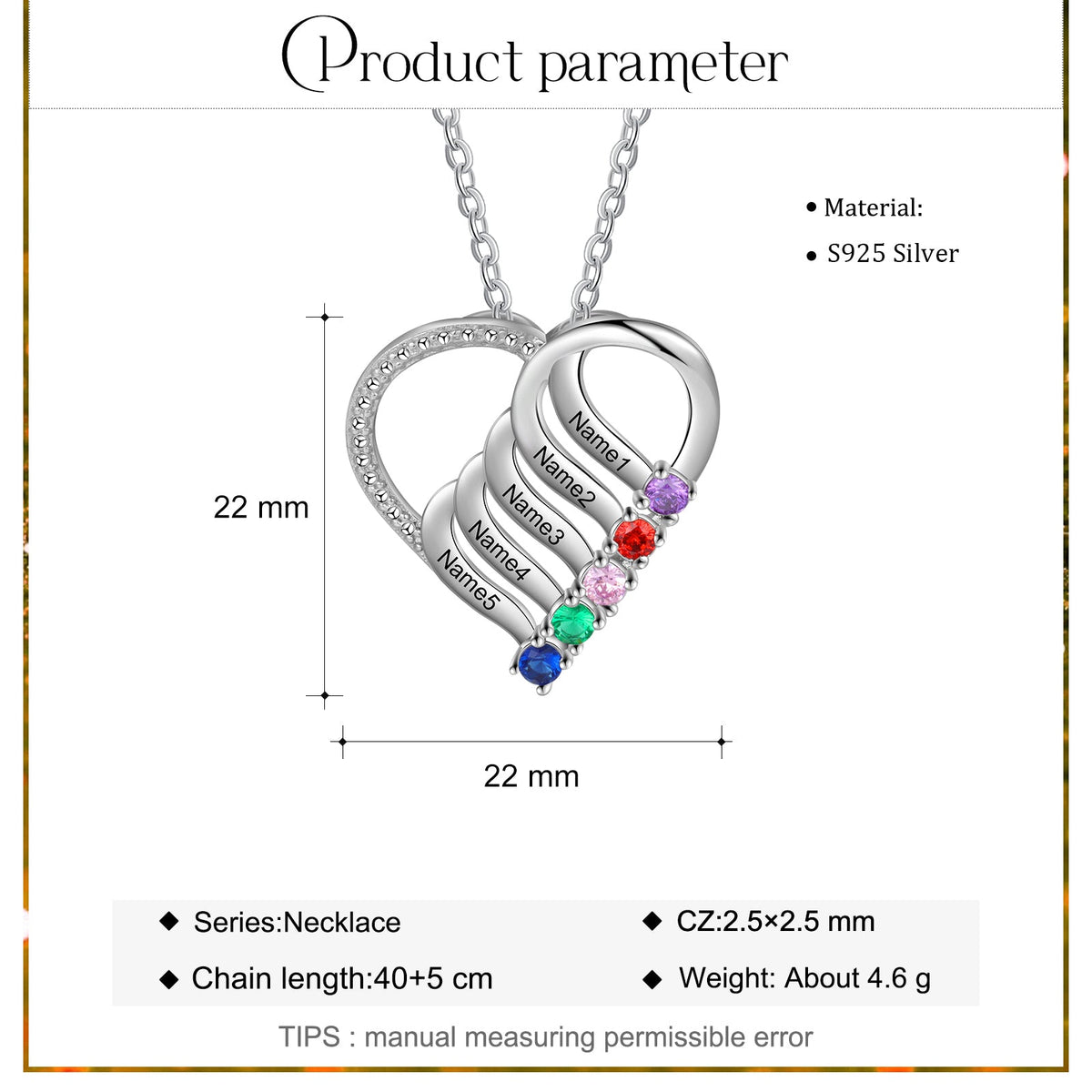 925 Sterling silver Custom Birthstone necklace
