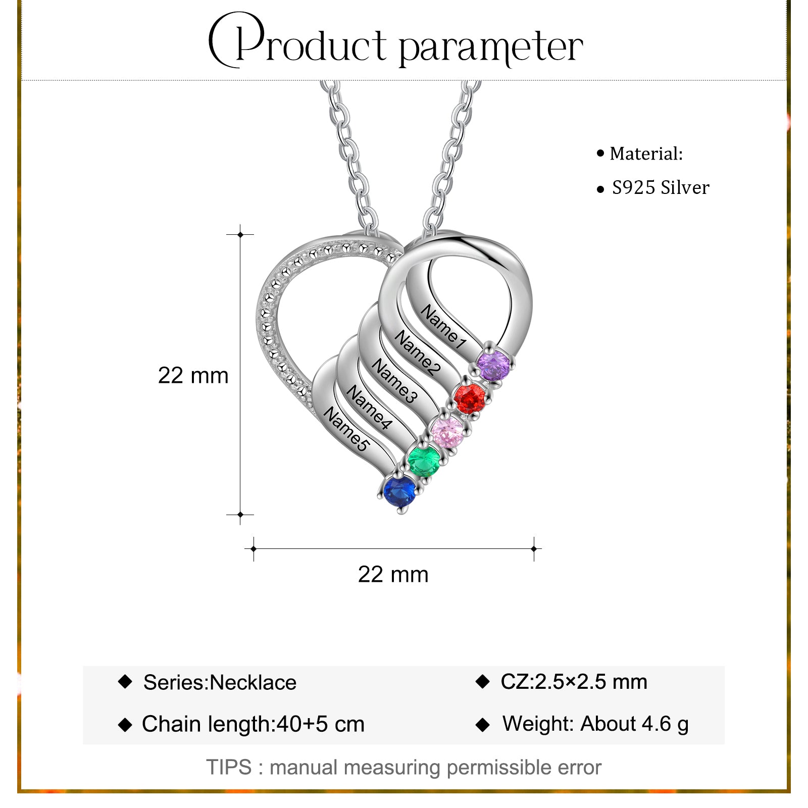 925 Sterling silver Custom Birthstone necklace
