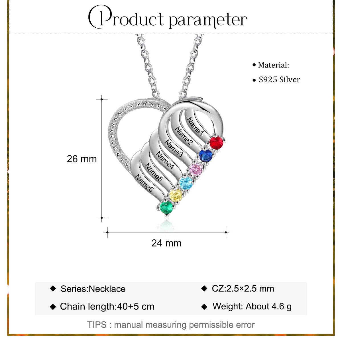 925 Sterling silver Custom Birthstone necklace