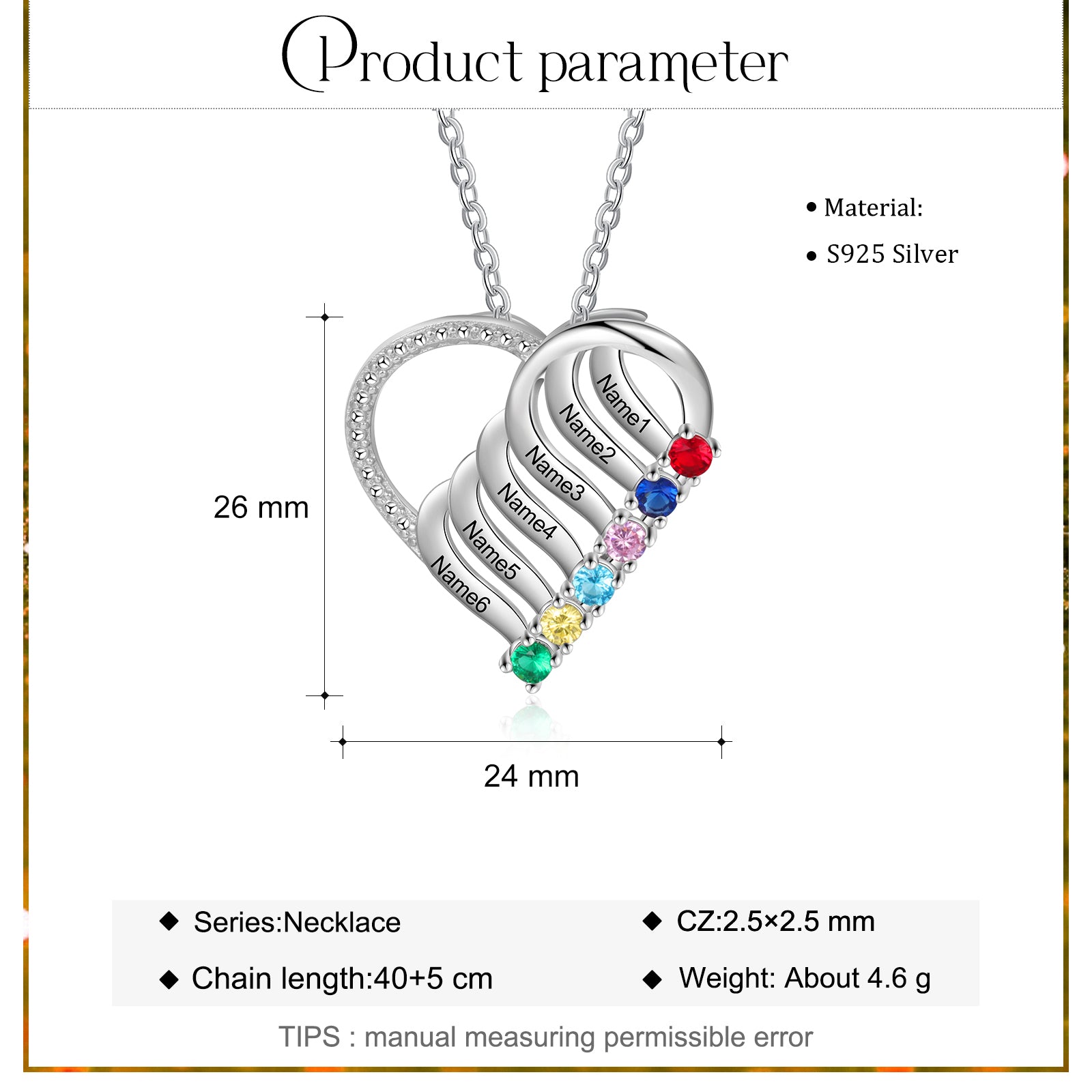 925 Sterling silver Custom Birthstone necklace