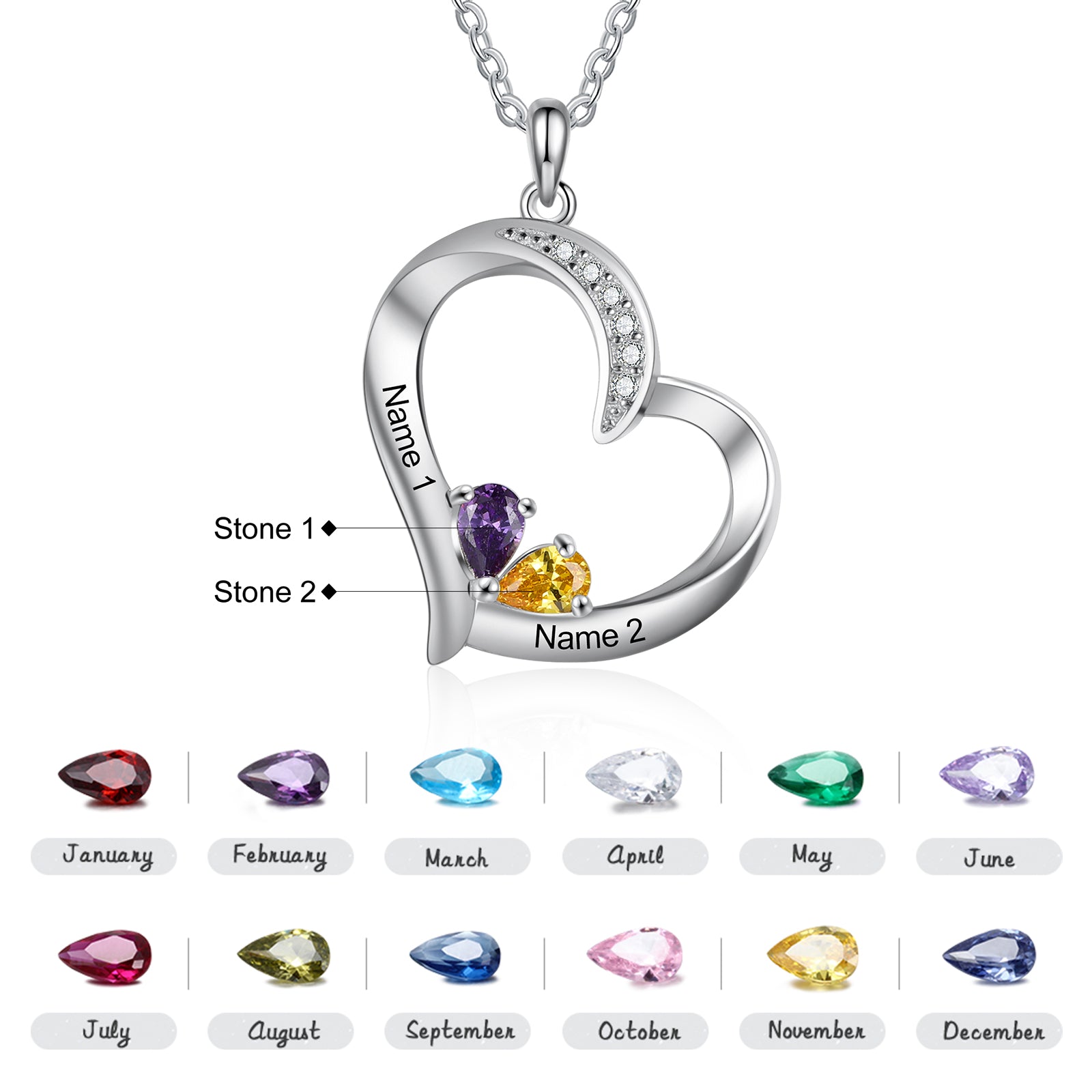 925 Sterling silver Custom Birthstone necklace