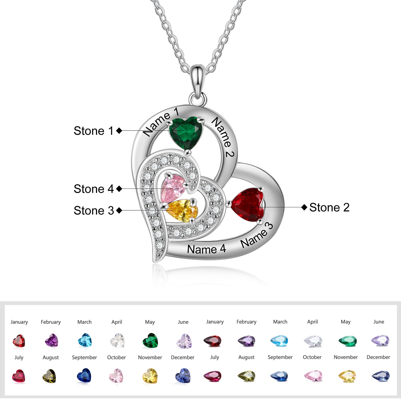 925 Sterling silver Custom Birthstone necklace