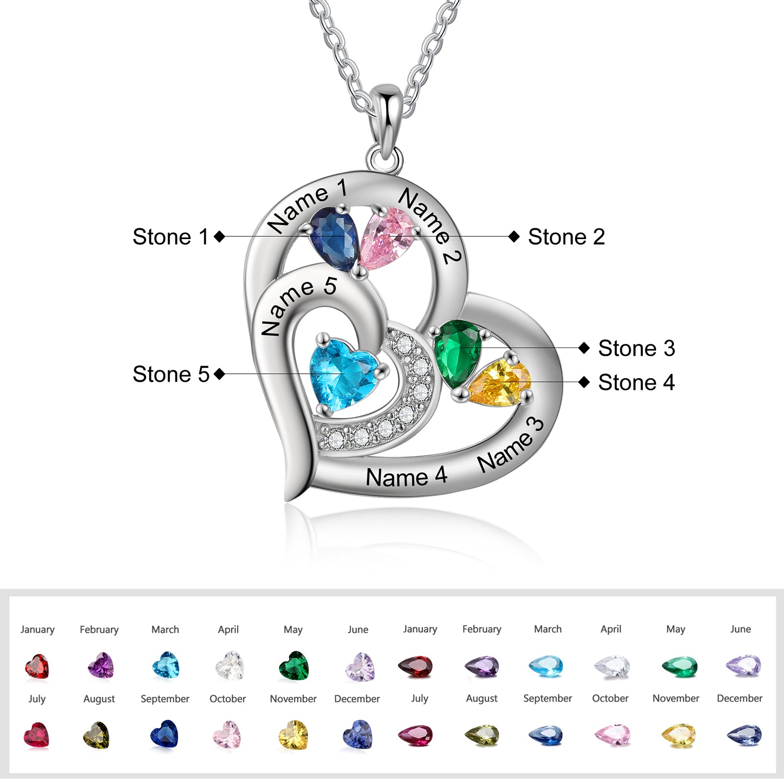 925 Sterling silver Custom Birthstone necklace