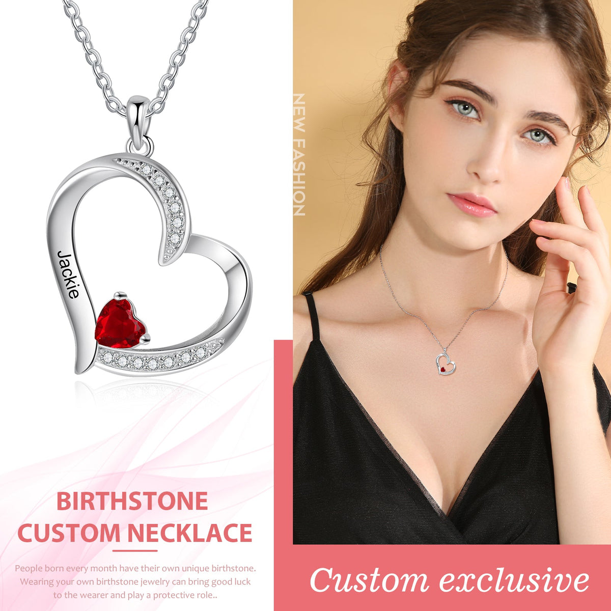 925 Sterling silver Custom Birthstone necklace