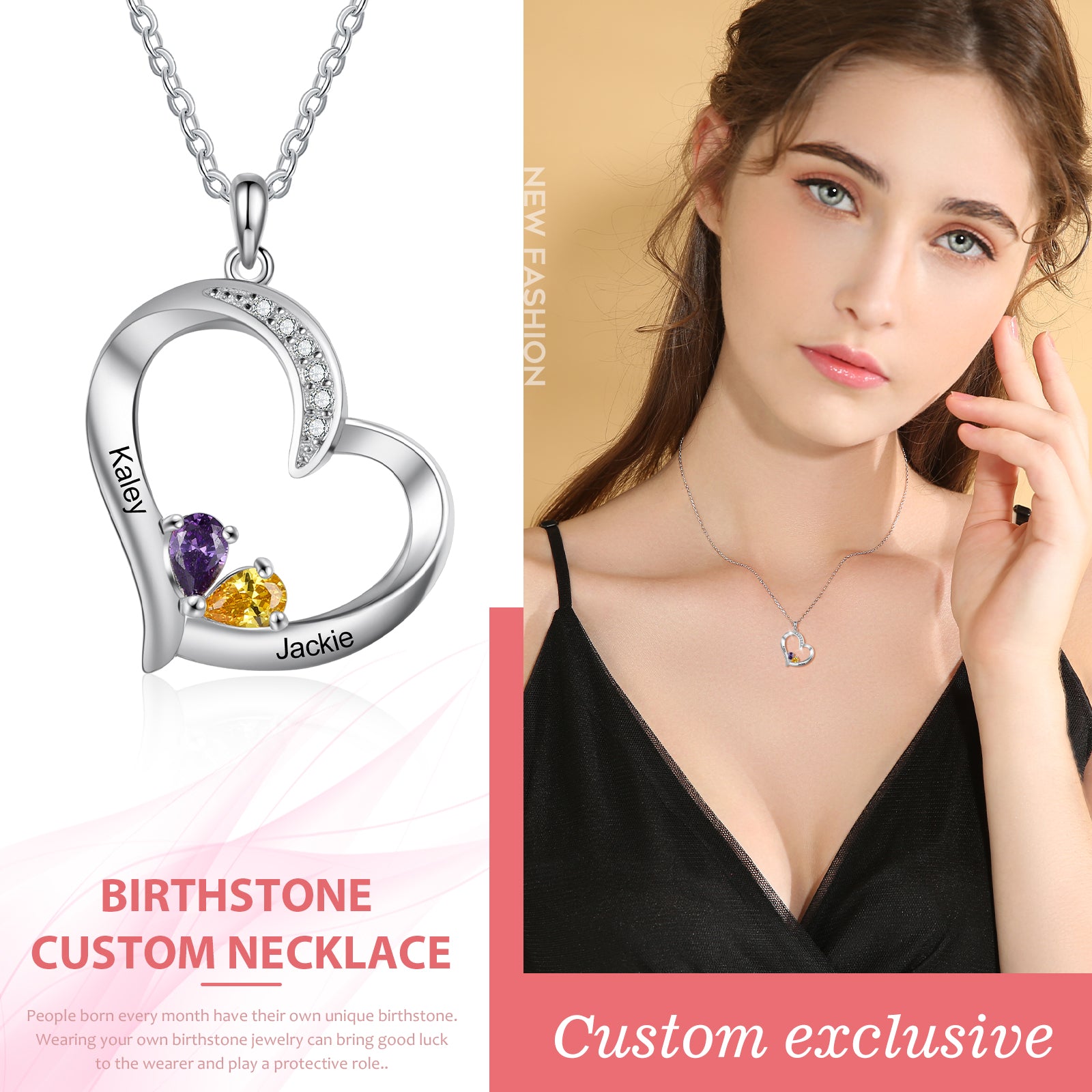 925 Sterling silver Custom Birthstone necklace