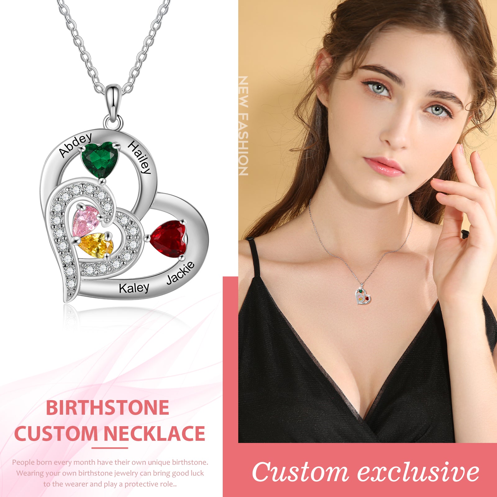 925 Sterling silver Custom Birthstone necklace