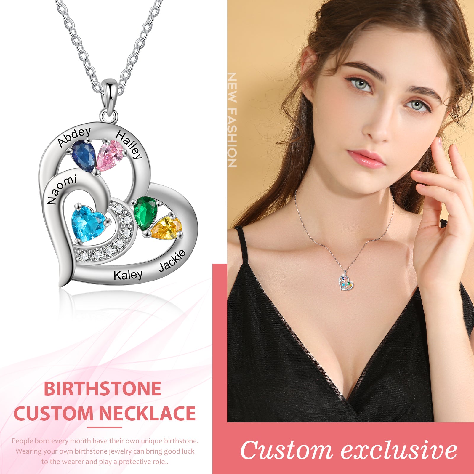 925 Sterling silver Custom Birthstone necklace