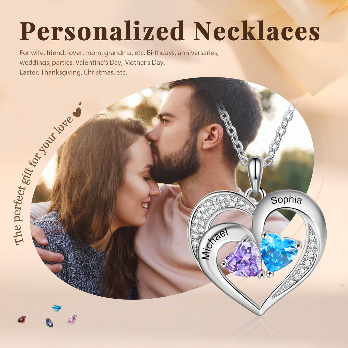 925 Sterling silver Custom Birthstone necklace