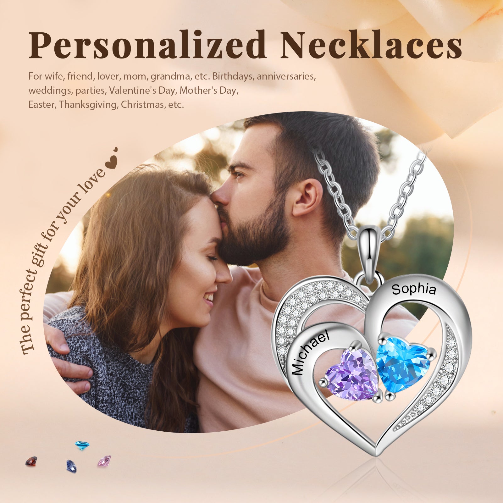 925 Sterling silver Custom Birthstone necklace