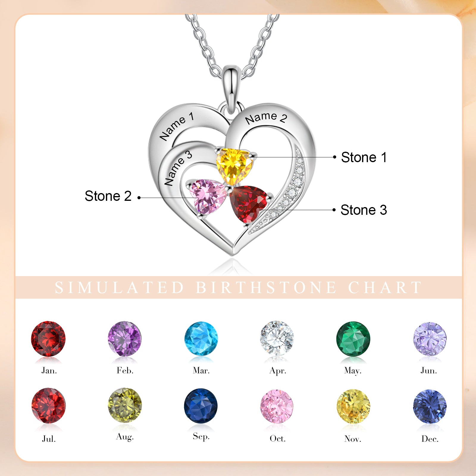 925 Sterling silver Custom Birthstone necklace